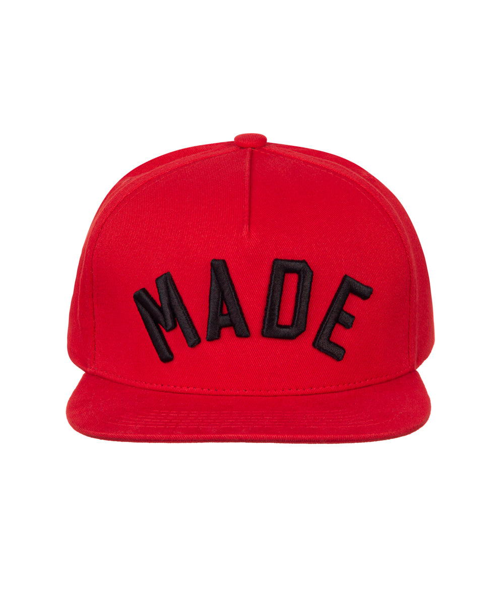 Red Straight Snapback with Black MADE