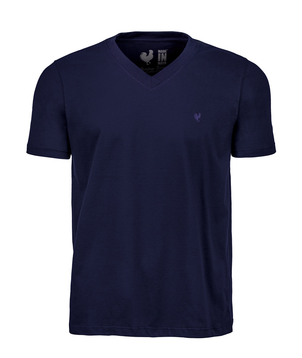 Basic Vneck T Navy (Tone on Tone)