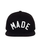 Black Straight Snapback with White MADE