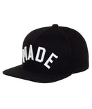 Black Straight Snapback with White MADE