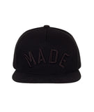 Black Straight Snapback with Black MADE