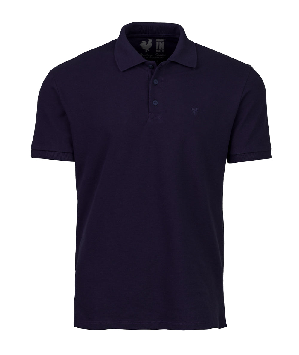 Basic Button Polo Navy (Tone on Tone)